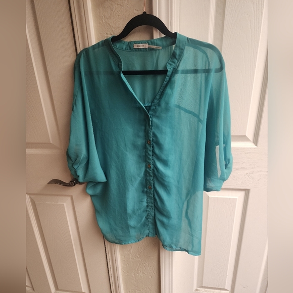 Seagreen sheer top - Picture 1 of 4